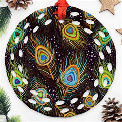 Pattern Feather Peacock Round Filigree Ornament (two Sides)