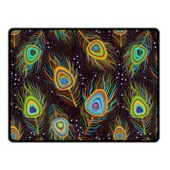 Pattern Feather Peacock Fleece Blanket (small) by Wav3s