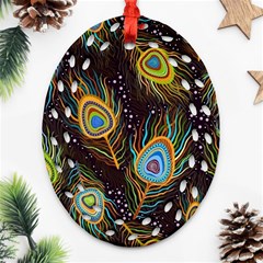 Pattern Feather Peacock Oval Filigree Ornament (two Sides)