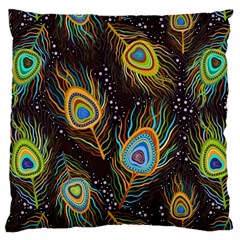 Pattern Feather Peacock Large Cushion Case (two Sides) by Wav3s