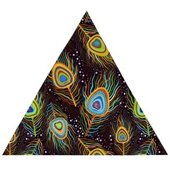 Pattern Feather Peacock Wooden Puzzle Triangle by Wav3s