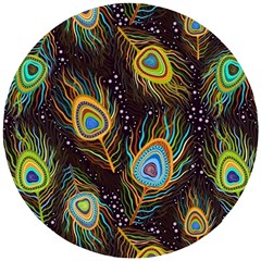 Pattern Feather Peacock Wooden Puzzle Round by Wav3s