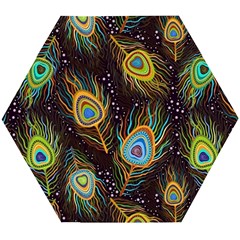 Pattern Feather Peacock Wooden Puzzle Hexagon by Wav3s