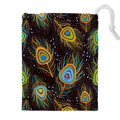 Pattern Feather Peacock Drawstring Pouch (4xl) by Wav3s