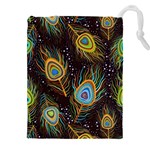 Pattern Feather Peacock Drawstring Pouch (5XL) Front