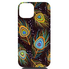 Pattern Feather Peacock Iphone 14 Black Uv Print Case by Wav3s