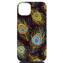 Pattern Feather Peacock Iphone 14 Plus Black Uv Print Case by Wav3s