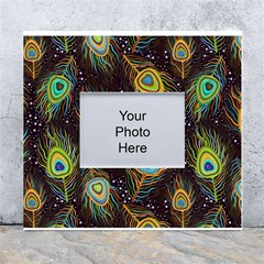 Pattern Feather Peacock White Wall Photo Frame 5  X 7 