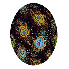 Pattern Feather Peacock Oval Glass Fridge Magnet (4 Pack) by Wav3s