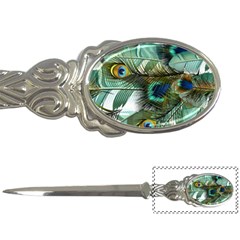 Peacock Feathers Blue Green Texture Letter Opener by Wav3s