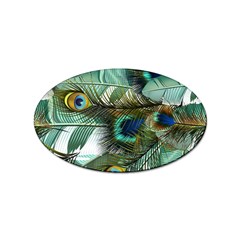 Peacock Feathers Blue Green Texture Sticker Oval (10 Pack) by Wav3s