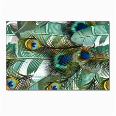 Peacock Feathers Blue Green Texture Postcard 4 x 6  (pkg Of 10) by Wav3s