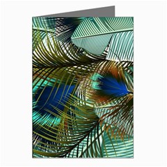 Peacock Feathers Blue Green Texture Greeting Cards (pkg Of 8)