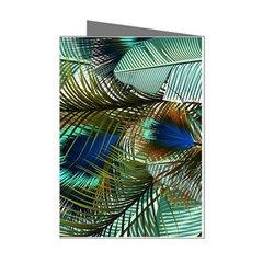 Peacock Feathers Blue Green Texture Mini Greeting Cards (pkg Of 8) by Wav3s