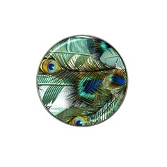 Peacock Feathers Blue Green Texture Hat Clip Ball Marker by Wav3s