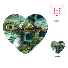 Peacock Feathers Blue Green Texture Playing Cards Single Design (heart)