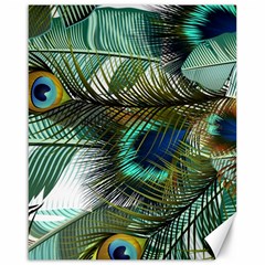 Peacock Feathers Blue Green Texture Canvas 16  X 20  by Wav3s