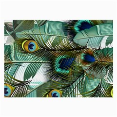 Peacock Feathers Blue Green Texture Large Glasses Cloth (2 Sides) by Wav3s