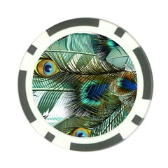 Peacock Feathers Blue Green Texture Poker Chip Card Guard