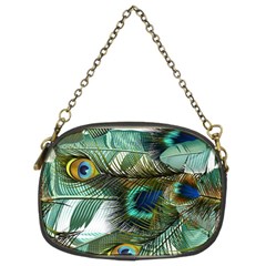 Peacock Feathers Blue Green Texture Chain Purse (two Sides) by Wav3s