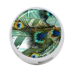 Peacock Feathers Blue Green Texture 4-port Usb Hub (one Side) by Wav3s