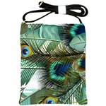 Peacock Feathers Blue Green Texture Shoulder Sling Bag Front