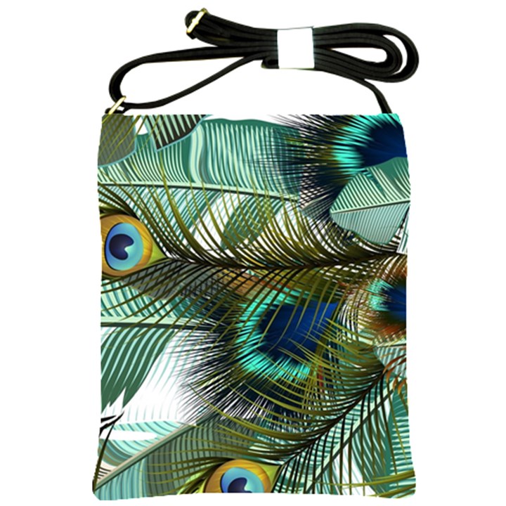 Peacock Feathers Blue Green Texture Shoulder Sling Bag