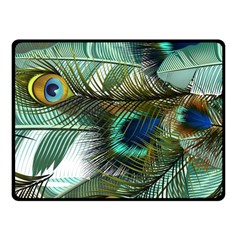 Peacock Feathers Blue Green Texture Fleece Blanket (small) by Wav3s