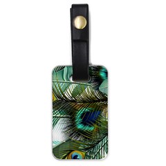 Peacock Feathers Blue Green Texture Luggage Tag (one Side) by Wav3s