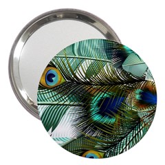 Peacock Feathers Blue Green Texture 3  Handbag Mirrors by Wav3s