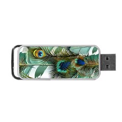 Peacock Feathers Blue Green Texture Portable Usb Flash (one Side) by Wav3s