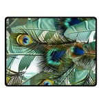 Peacock Feathers Blue Green Texture Two Sides Fleece Blanket (Small) 45 x34  Blanket Front