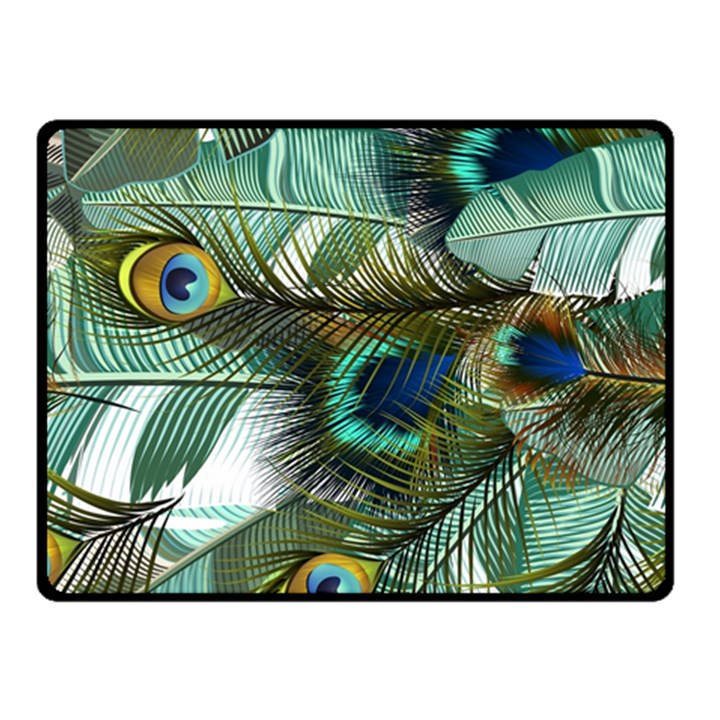 Peacock Feathers Blue Green Texture Two Sides Fleece Blanket (Small)