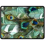 Peacock Feathers Blue Green Texture Two Sides Fleece Blanket (Large) 80 x60  Blanket Front