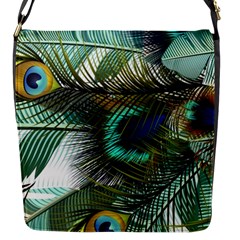 Peacock Feathers Blue Green Texture Flap Closure Messenger Bag (s) by Wav3s