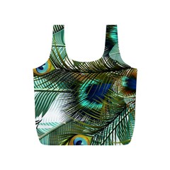 Peacock Feathers Blue Green Texture Full Print Recycle Bag (s) by Wav3s