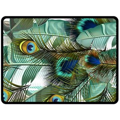 Peacock Feathers Blue Green Texture Two Sides Fleece Blanket (large) by Wav3s