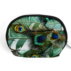 Peacock Feathers Blue Green Texture Accessory Pouch (medium) by Wav3s