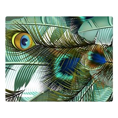 Peacock Feathers Blue Green Texture Two Sides Premium Plush Fleece Blanket (large) by Wav3s