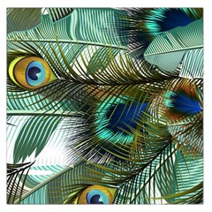 Peacock Feathers Blue Green Texture Square Satin Scarf (36  X 36 ) by Wav3s