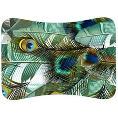 Peacock Feathers Blue Green Texture Velour Seat Head Rest Cushion by Wav3s