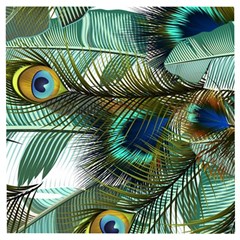 Peacock Feathers Blue Green Texture Wooden Puzzle Square by Wav3s