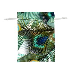 Peacock Feathers Blue Green Texture Lightweight Drawstring Pouch (s) by Wav3s