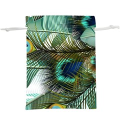 Peacock Feathers Blue Green Texture Lightweight Drawstring Pouch (xl) by Wav3s