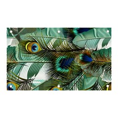 Peacock Feathers Blue Green Texture Banner And Sign 5  X 3  by Wav3s