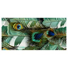 Peacock Feathers Blue Green Texture Banner And Sign 8  X 4  by Wav3s