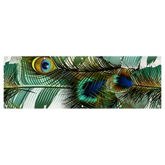 Peacock Feathers Blue Green Texture Banner And Sign 12  X 4  by Wav3s