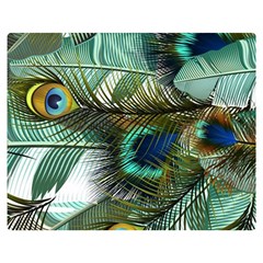 Peacock Feathers Blue Green Texture Premium Plush Fleece Blanket (medium) by Wav3s