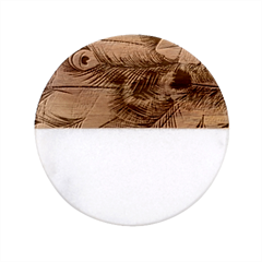 Peacock Feathers Blue Green Texture Classic Marble Wood Coaster (round) 