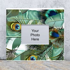 Peacock Feathers Blue Green Texture White Wall Photo Frame 5  X 7  by Wav3s